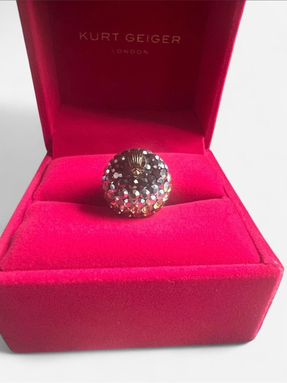 Kurt Geiger Rose Gold Crystal Dome Ring